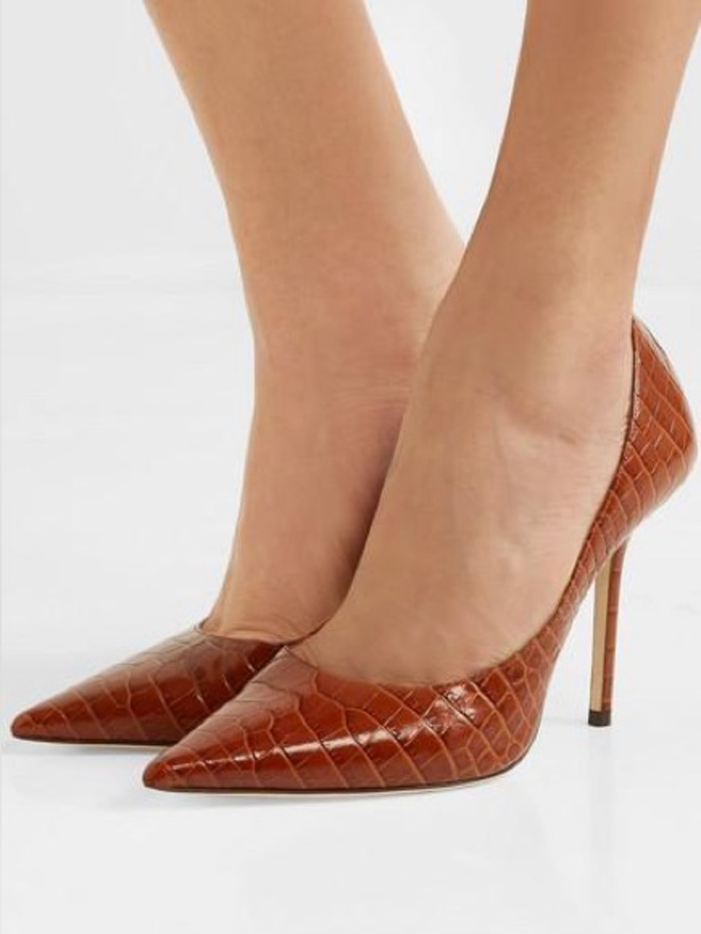 Like new Jimmy Choo Brown Love Crocodile Embossed Heeled Pumps $895 37 - Picture 5 of 13
